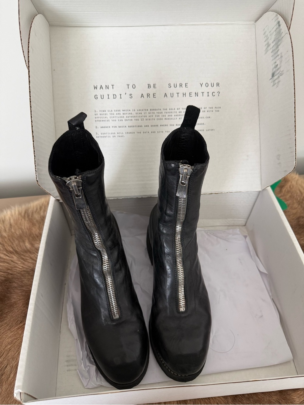 Authentic pre-owned Guidi PL2 
Black Front-Zip Leather Ankle Boots
